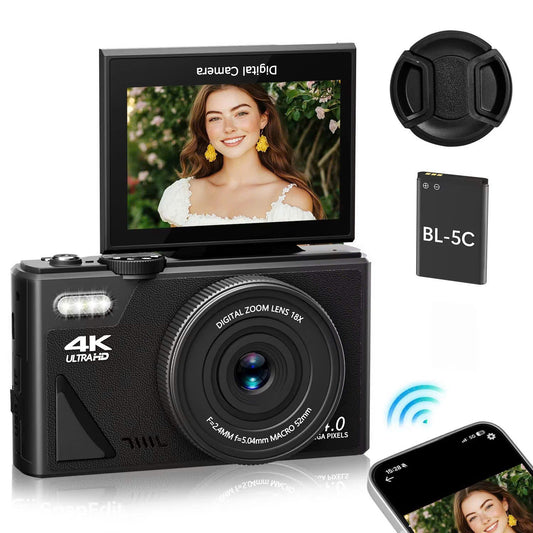 NotaImic 48MP Point and Shoot Camera – 4K Ultra HD Video, 16X Digital Zoom & 2.8" Clear LCD