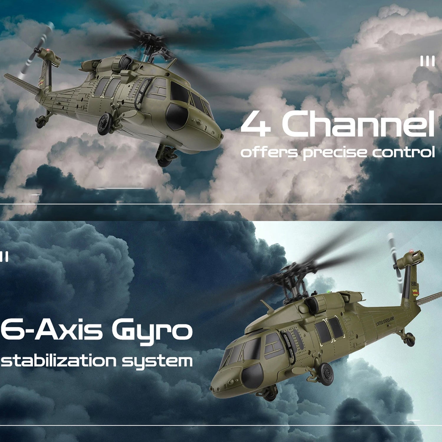AiriRotor Black Hawk Military RC Helicopter – 11200KV Brushless Motor, 6-Axis Gyro & Triple Battery