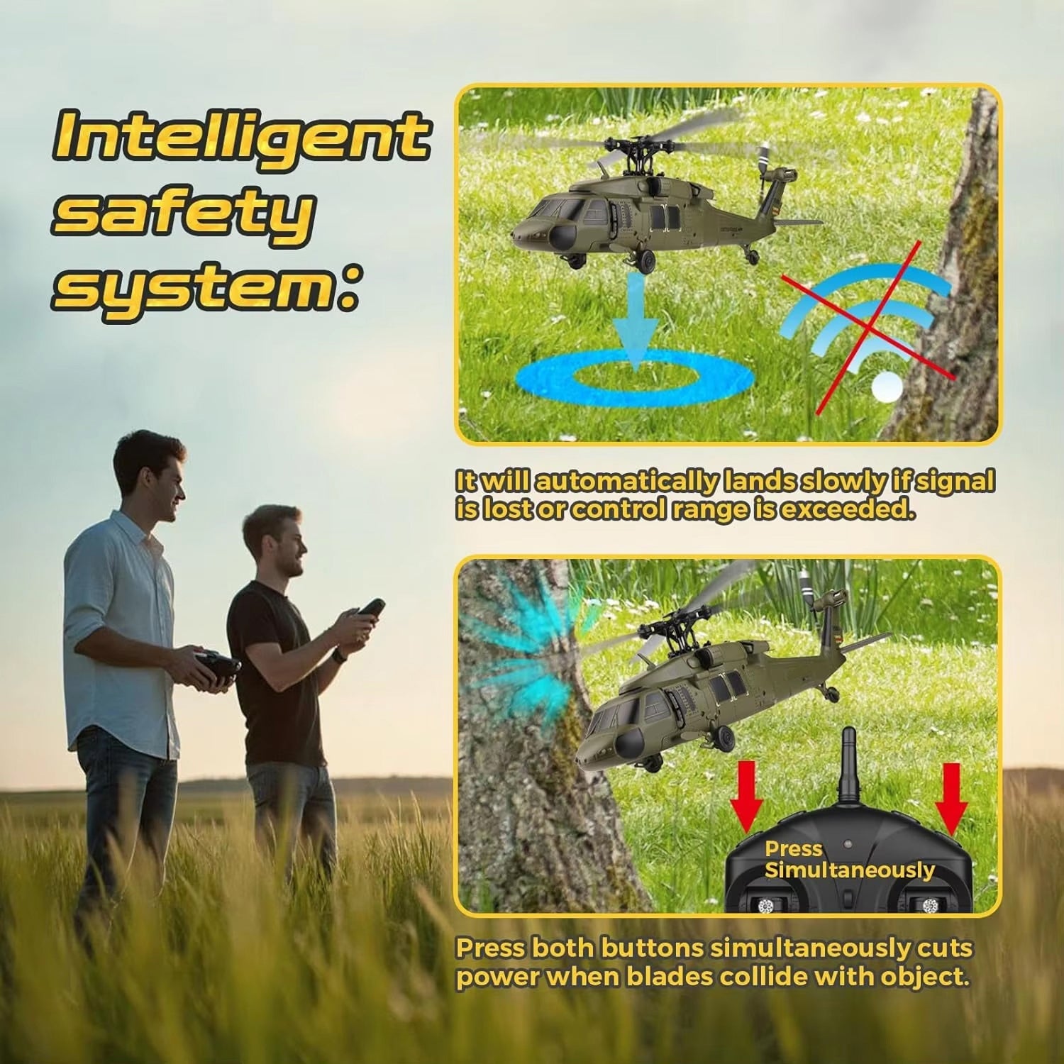 AiriRotor Black Hawk Military RC Helicopter – 11200KV Brushless Motor, 6-Axis Gyro & Triple Battery