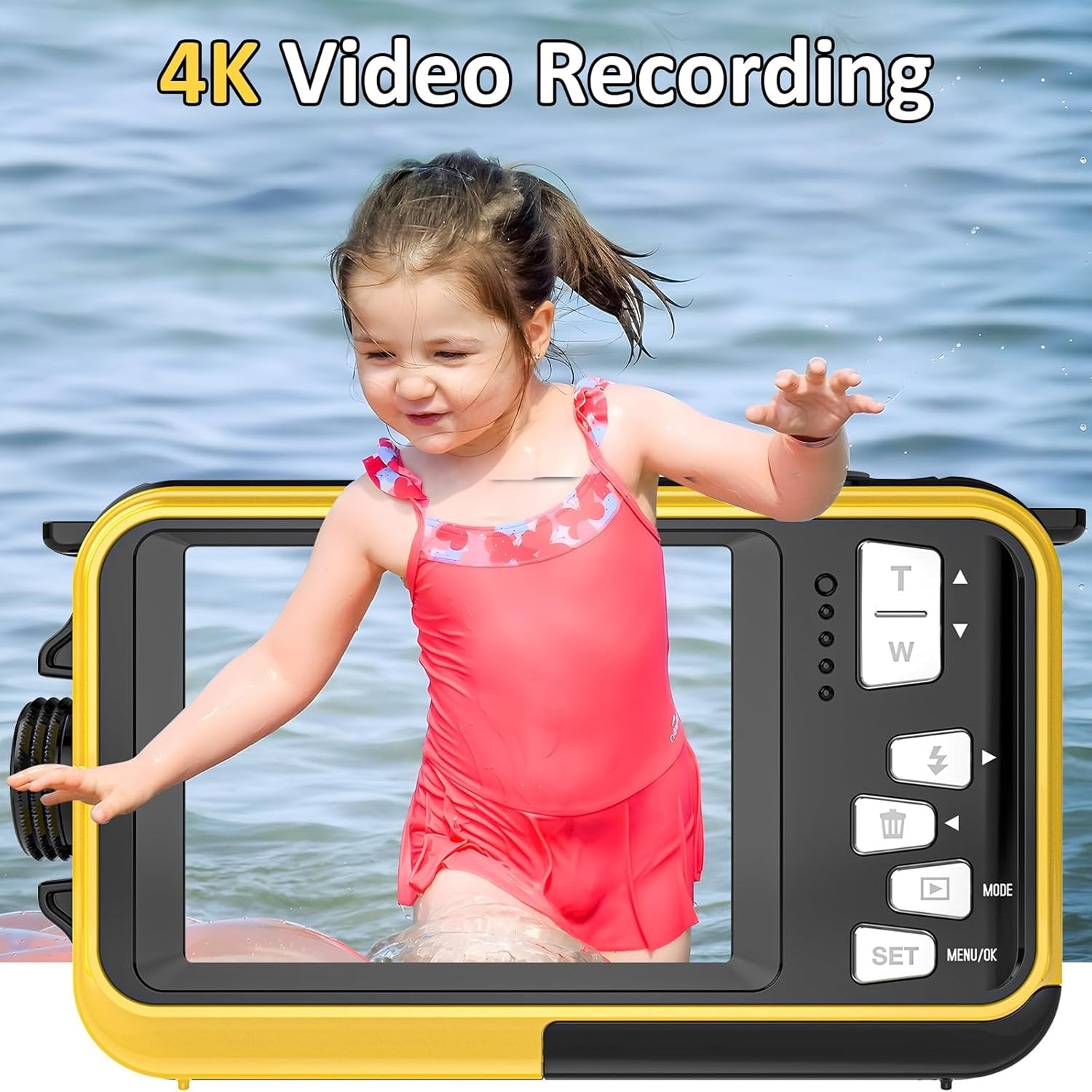 ShotCorix 4K UHD Waterproof Digital Camera – 56MP Dual Screen, 11ft Underwater Selfie Design