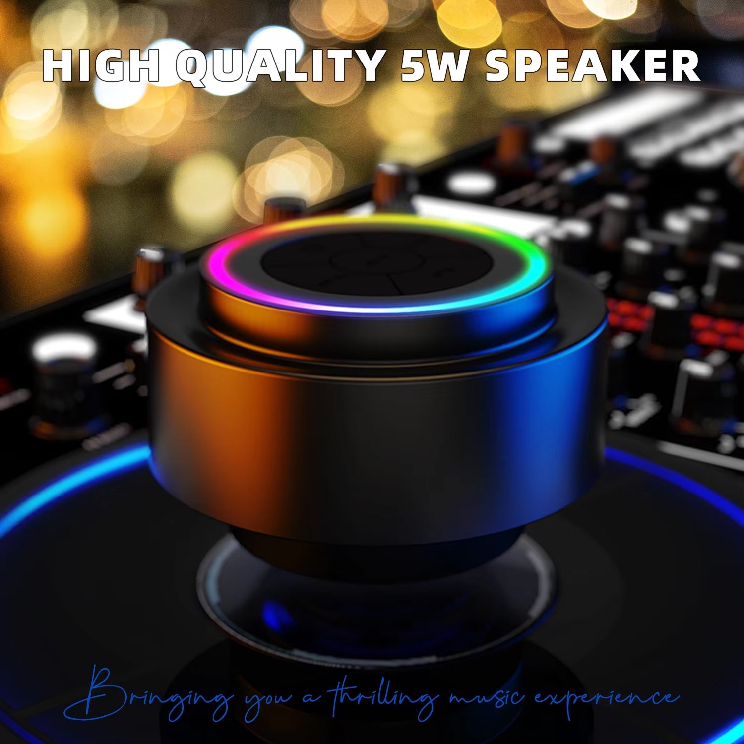 BathMuci IP67 Waterproof Shower Speaker - TWS Stereo Sound, Detachable Suction Cup, RGB LED Lights