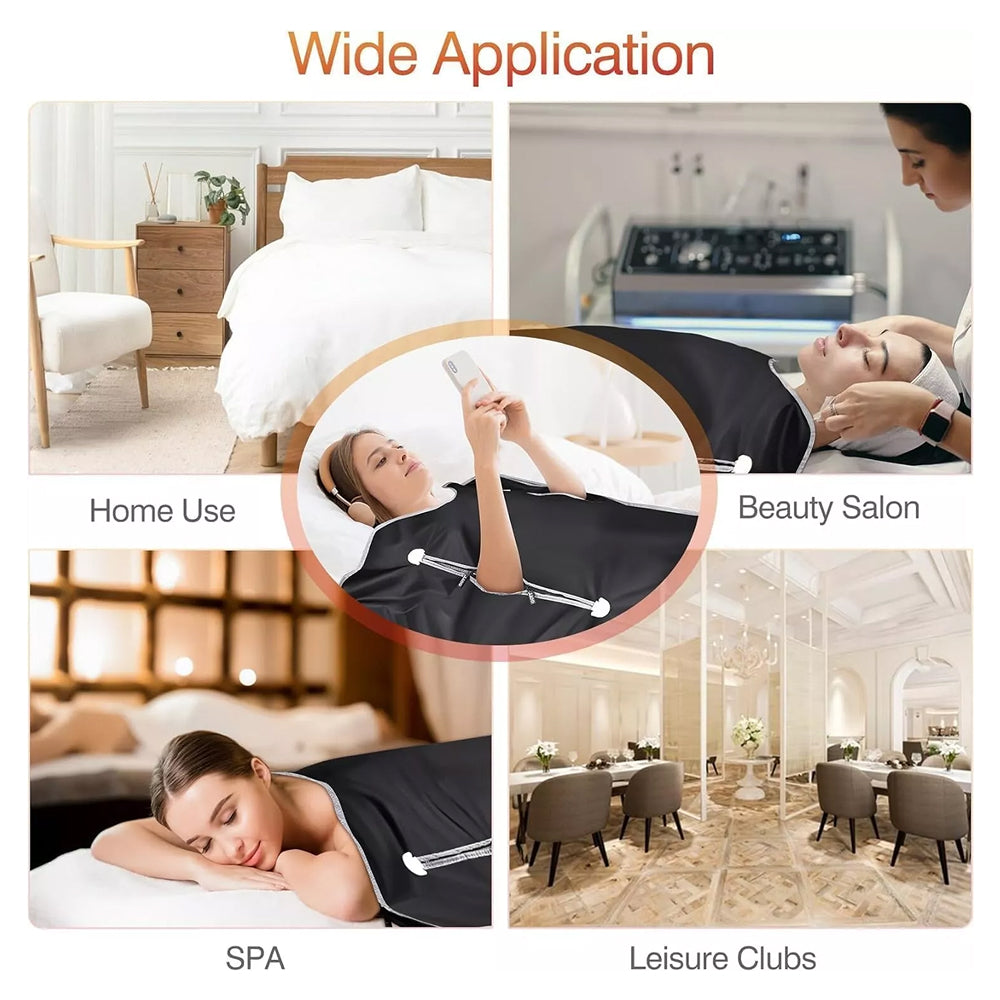 BlaSauno Professional 9-Layer Far-Infrared Sauna Blanket with Bluetooth App Control, 176°F High-Heat Therapy and 10 Detox Wraps