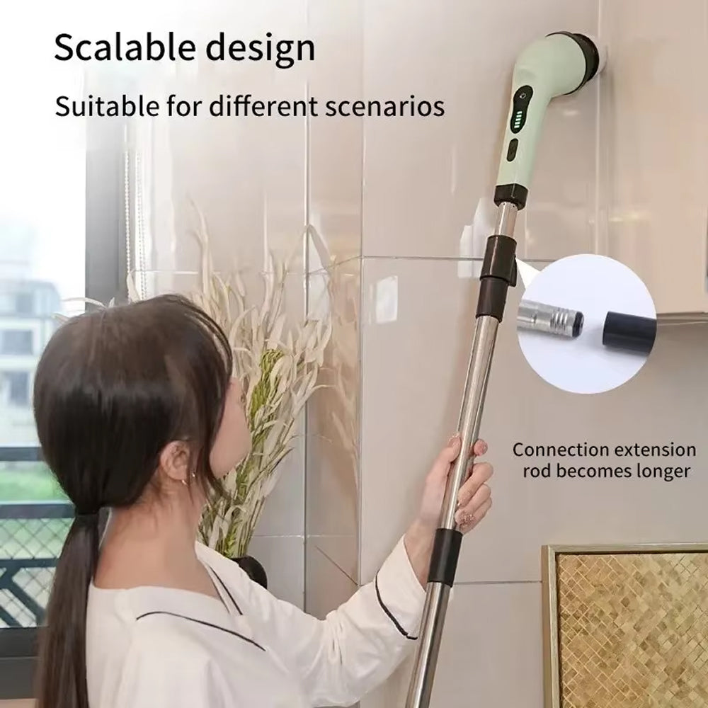 BlitoScrub Electric Spin Scrubber – High-Torque Cordless Motor, Interchangeable Heads & Extendable Handle