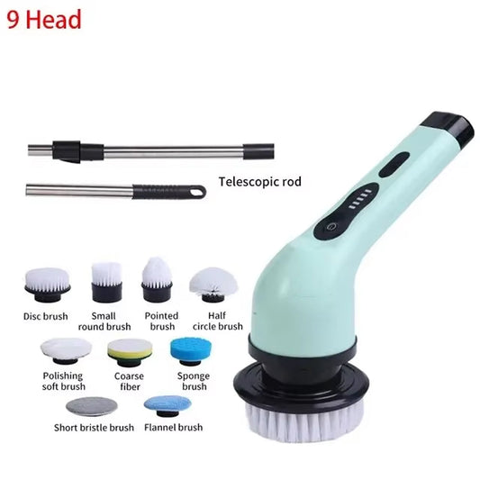 BlitoScrub Electric Spin Scrubber – High-Torque Cordless Motor, Interchangeable Heads & Extendable Handle
