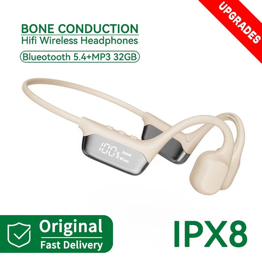 BoneOssi IPX8 Waterproof Swimming Headphones – 32GB MP3 Mode & Bone Conduction Bluetooth 5.4