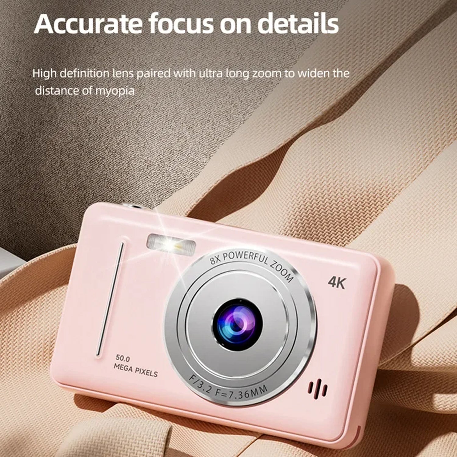 CamTipco 50MP 4K UHD Compact Camera – 8X Digital Zoom Vlogging Cam with Anti-Shake