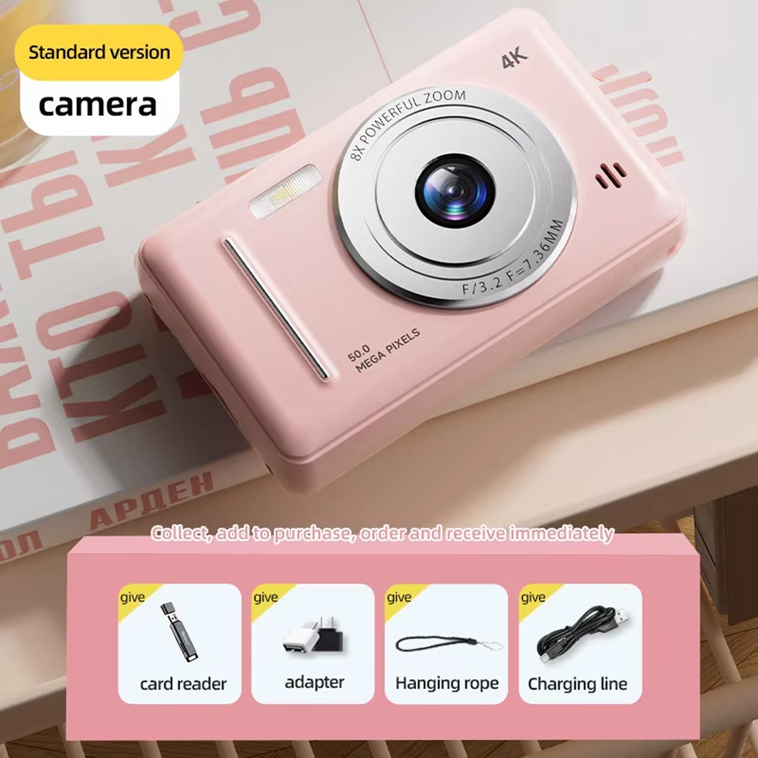 CamTipco 50MP 4K UHD Compact Camera – 8X Digital Zoom Vlogging Cam with Anti-Shake