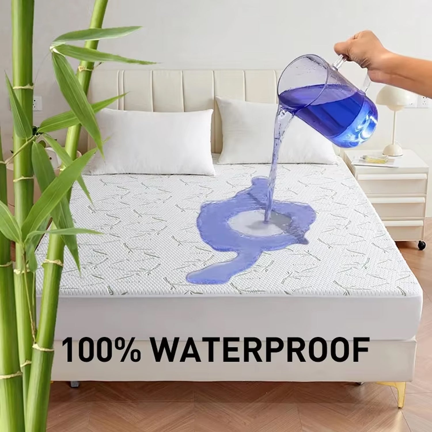 Chylozia Bamboo Cooling Sheets – 360° Deep Pocket Waterproof Mattress Protector & Breathable Comfort