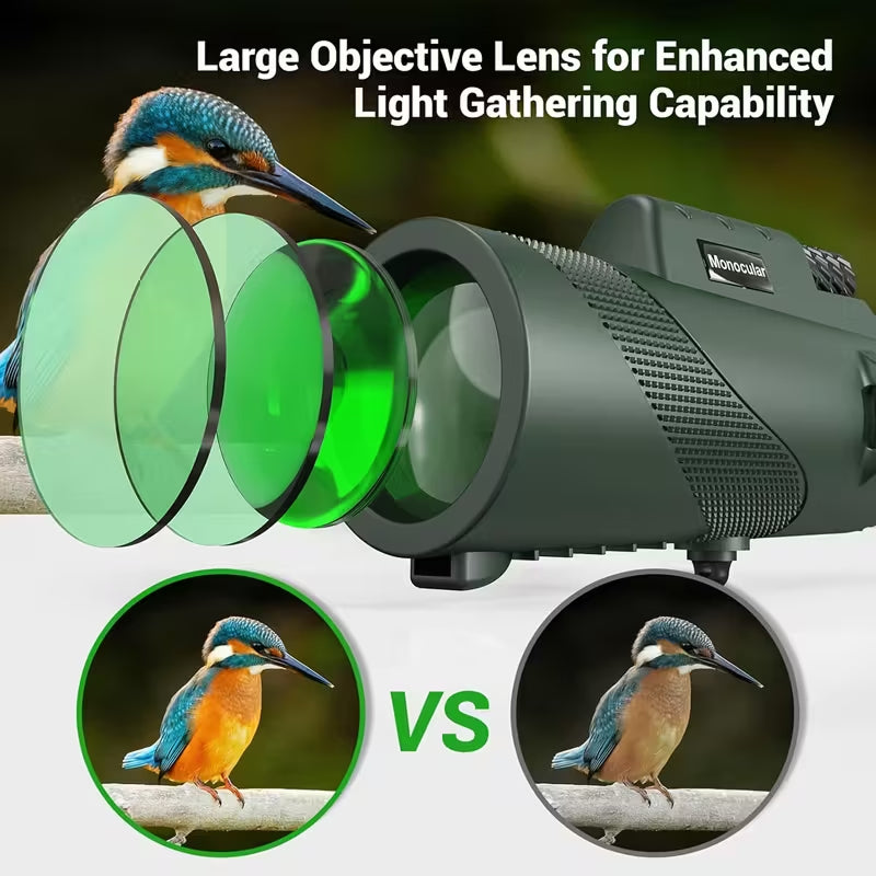 ClosiObi 80x100 High Power Monocular – BAK4 Prism, 5-Layer Broadband Coating & Smartphone Adapter