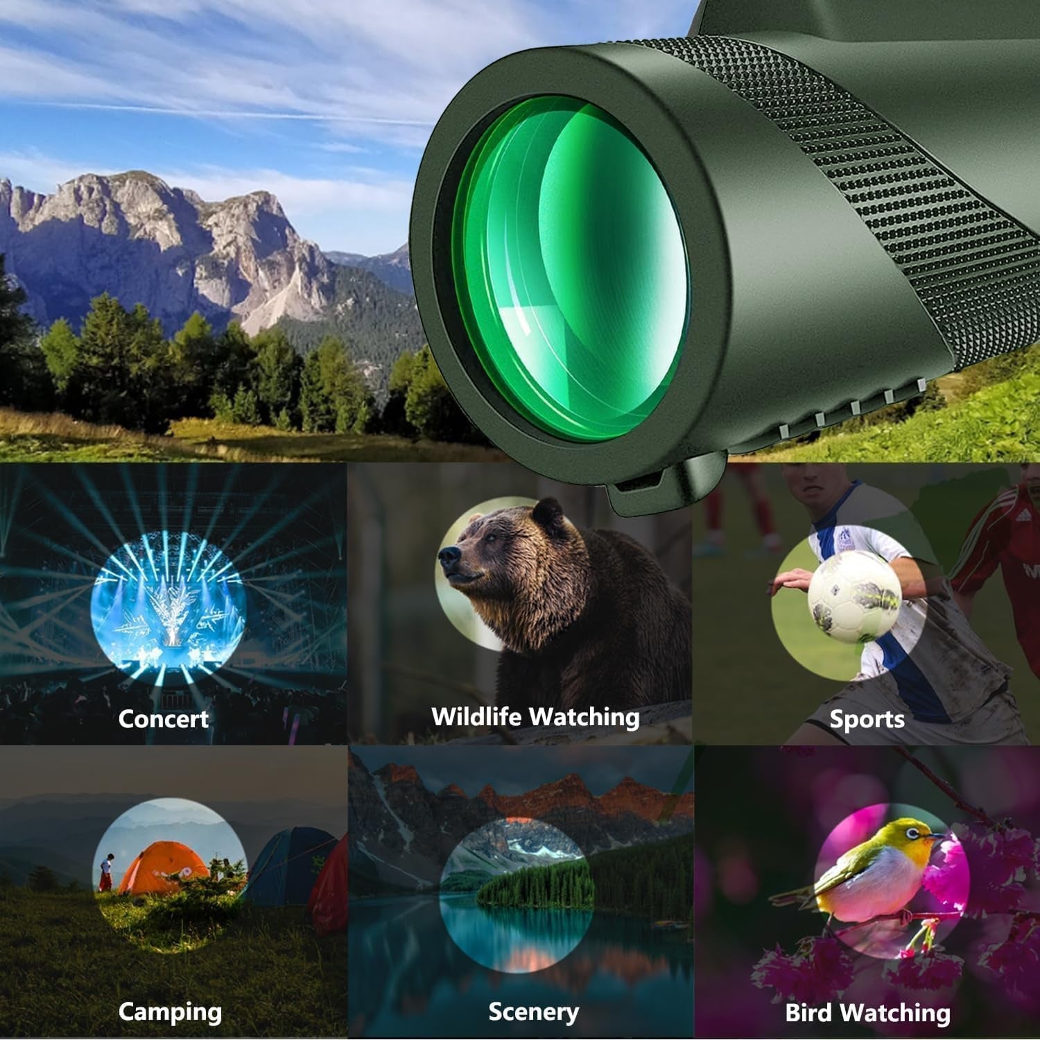 ClosiObi 80x100 High Power Monocular – BAK4 Prism, 5-Layer Broadband Coating & Smartphone Adapter