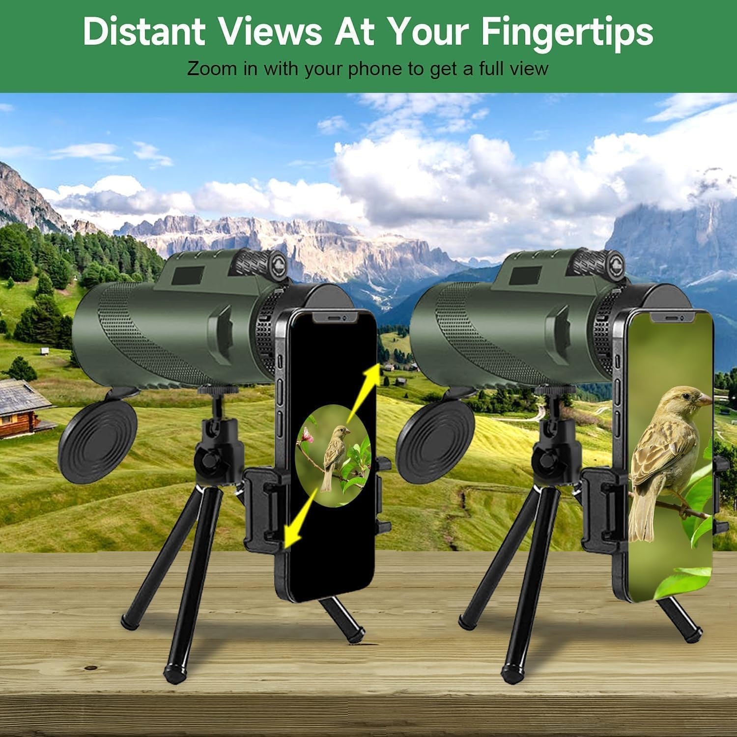 ClosiObi 80x100 High Power Monocular – BAK4 Prism, 5-Layer Broadband Coating & Smartphone Adapter
