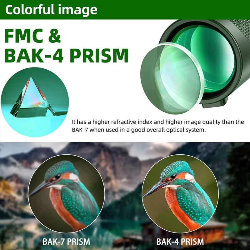 ClosiObi 80x100 High Power Monocular – BAK4 Prism, 5-Layer Broadband Coating & Smartphone Adapter
