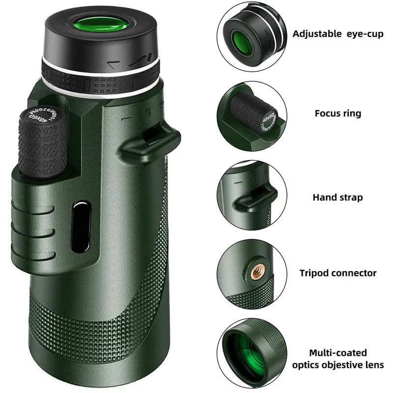 ClosiObi 80x100 High Power Monocular – BAK4 Prism, 5-Layer Broadband Coating & Smartphone Adapter