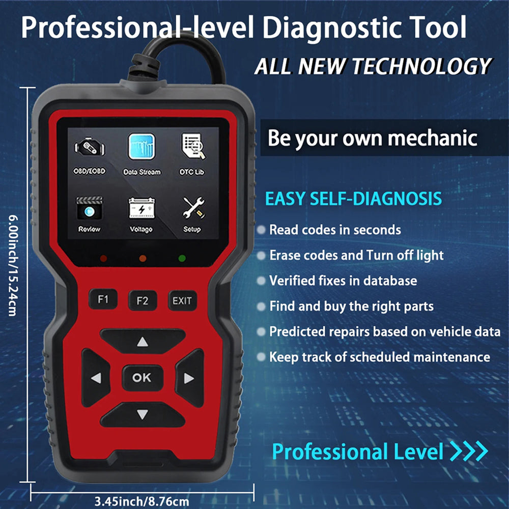 CodiRedix Car Code Reader OBD2 Scanner 35,000+ DTC Library Mode 6/8 Emissions Tool