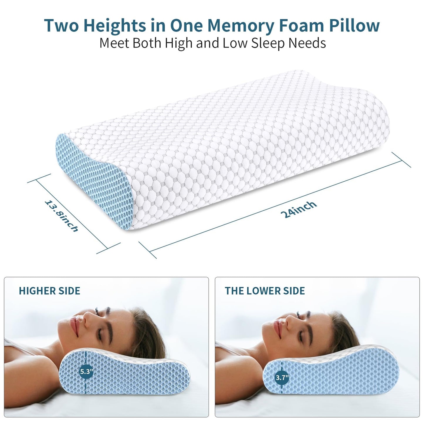 CoolaPill Cooling Memory Foam Pillow – Ergonomic Neck Support with Integrated Cold Silk Pillowcase