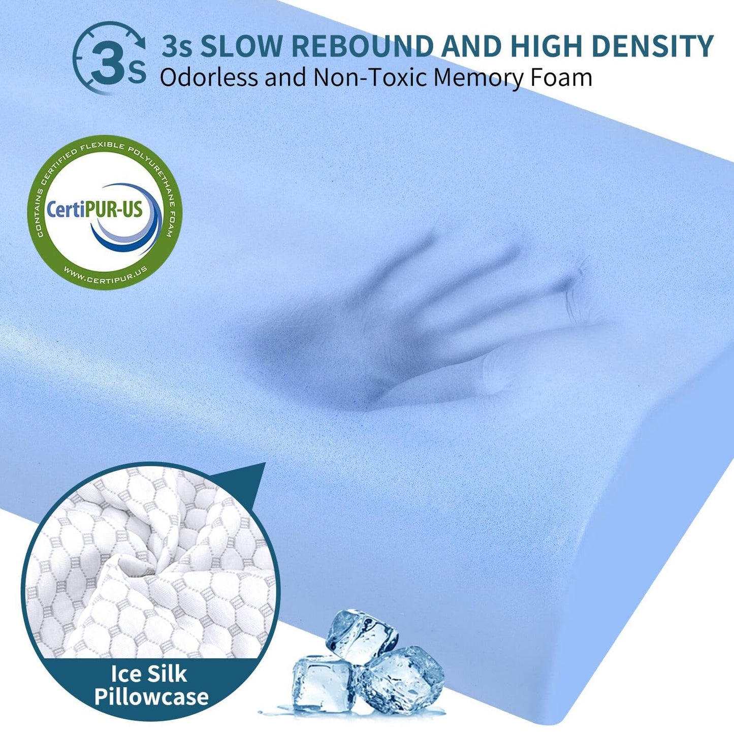 CoolaPill Cooling Memory Foam Pillow – Ergonomic Neck Support with Integrated Cold Silk Pillowcase