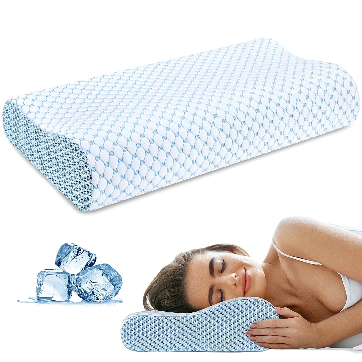 CoolaPill Cooling Memory Foam Pillow – Ergonomic Neck Support with Integrated Cold Silk Pillowcase