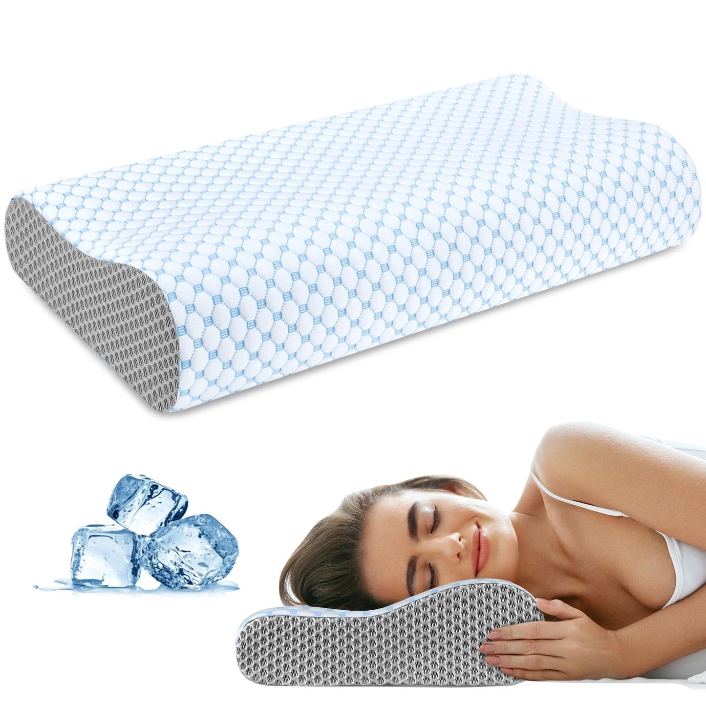CoolaPill Cooling Memory Foam Pillow – Ergonomic Neck Support with Integrated Cold Silk Pillowcase