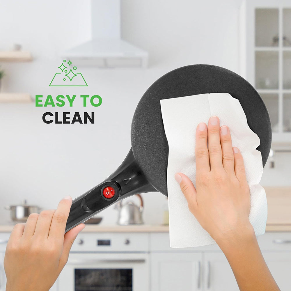 CrepiLik 8-Inch Electric Crepe Maker – 800W Rapid Heating, Non-Stick Dipping Plate & Auto Temp Control