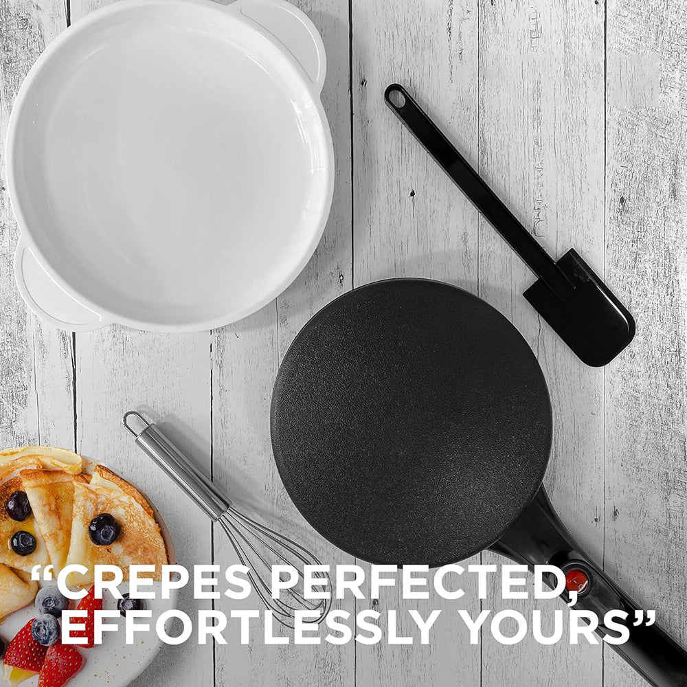 CrepiLik 8-Inch Electric Crepe Maker – 800W Rapid Heating, Non-Stick Dipping Plate & Auto Temp Control