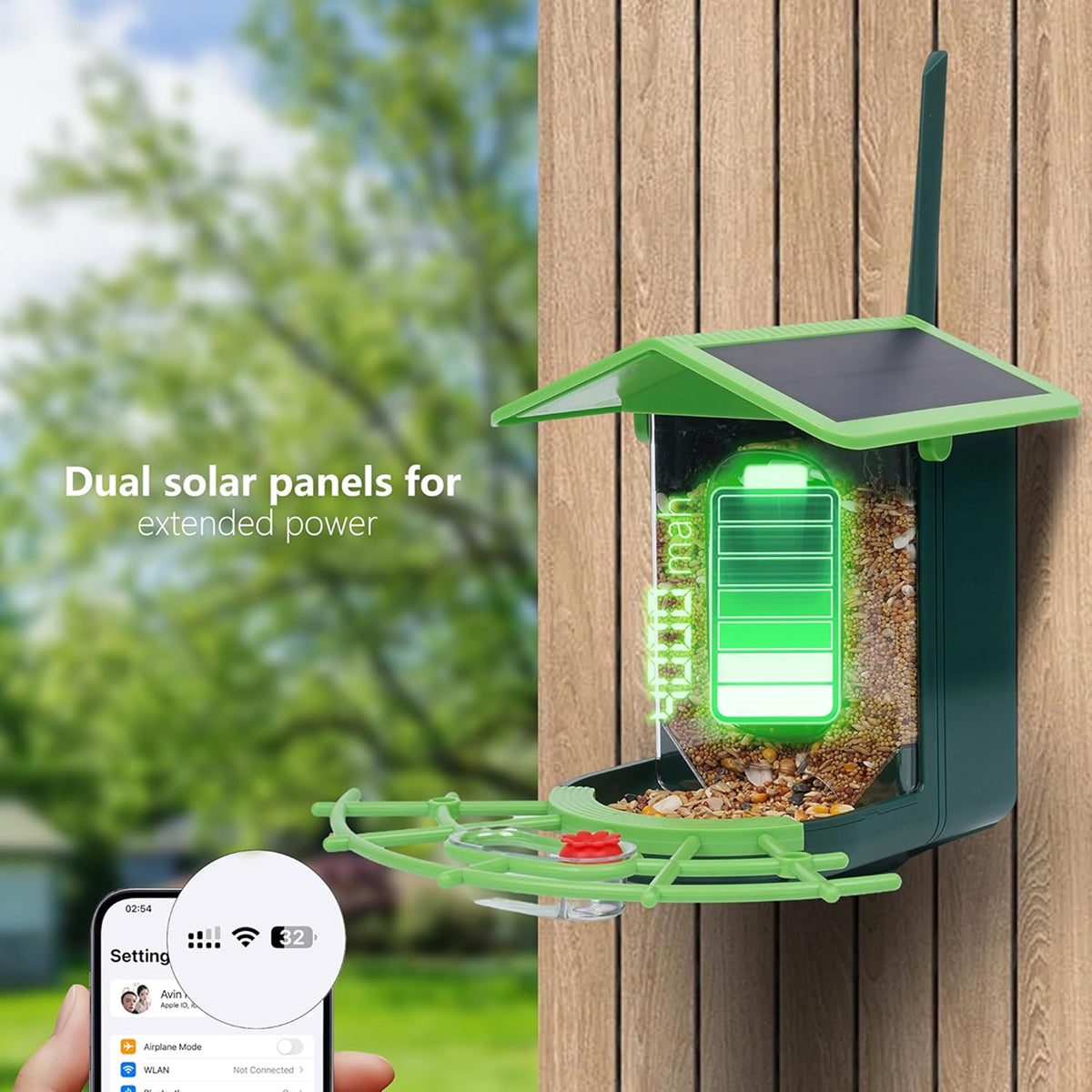 DasFonix Smart Bird Feeder Camera – 2K 4MP AI Species Identification, 5G WiFi & Solar Powered