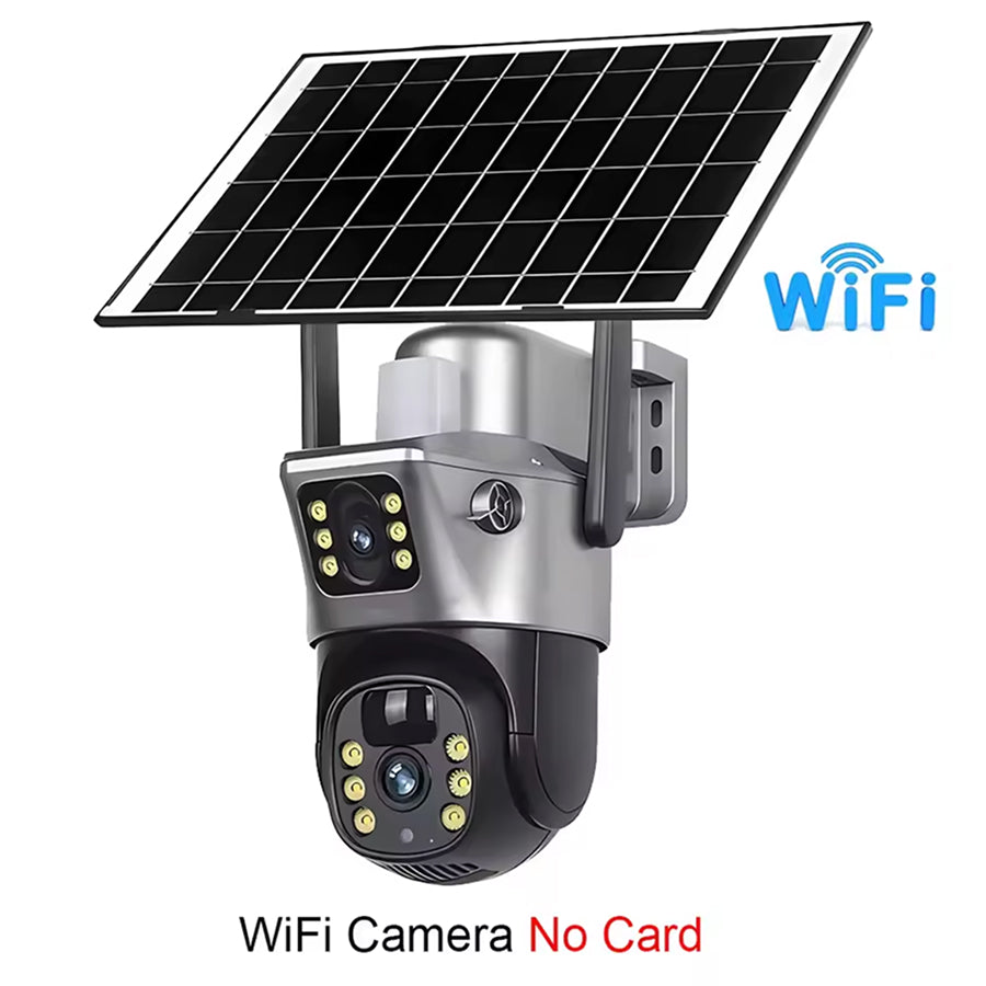 DebviMis 4K Dual-Lens Solar Security Camera – 355° Pan-Tilt, PIR Humanoid Detection & Full-Color Night Vision