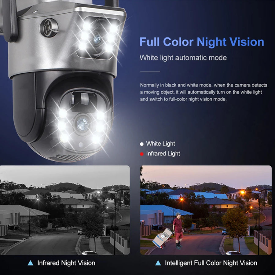 DebviMis 4K Dual-Lens Solar Security Camera – 355° Pan-Tilt, PIR Humanoid Detection & Full-Color Night Vision