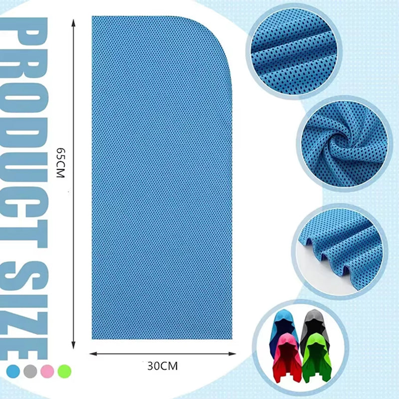 DryColix Instant Cooling Towel – High-Absorbent Chilly Tech Fabric, 16°C Relief & UV Protection for Sports