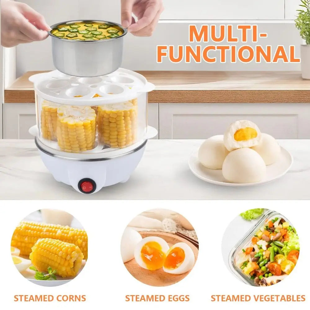 EgiMikix Rapid Electric Egg Cooker – Automatic Shut-Off, Stainless Steel Tray & Multi-Style Egg Capacity