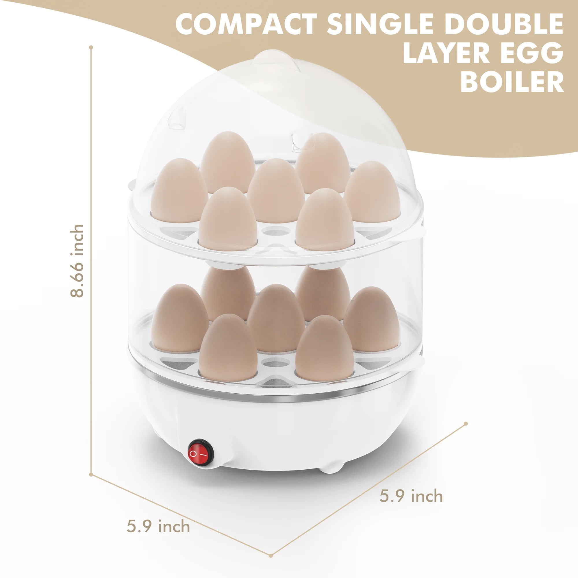 EgiMikix Rapid Electric Egg Cooker – Automatic Shut-Off, Stainless Steel Tray & Multi-Style Egg Capacity