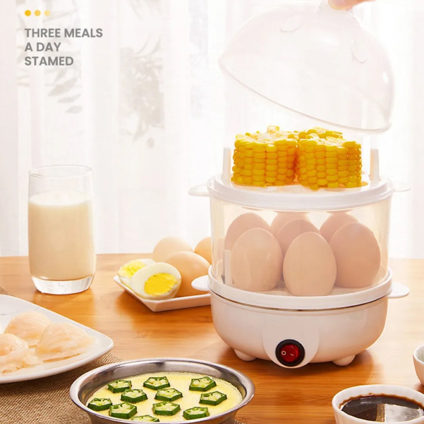 EgiMikix Rapid Electric Egg Cooker – Automatic Shut-Off, Stainless Steel Tray & Multi-Style Egg Capacity