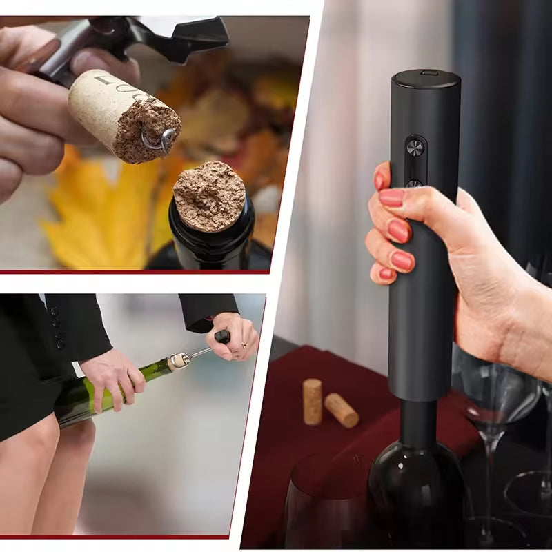 EnziVine Electric Wine Bottle Opener – Automatic Corkscrew, Foil Cutter & One-Touch Operation