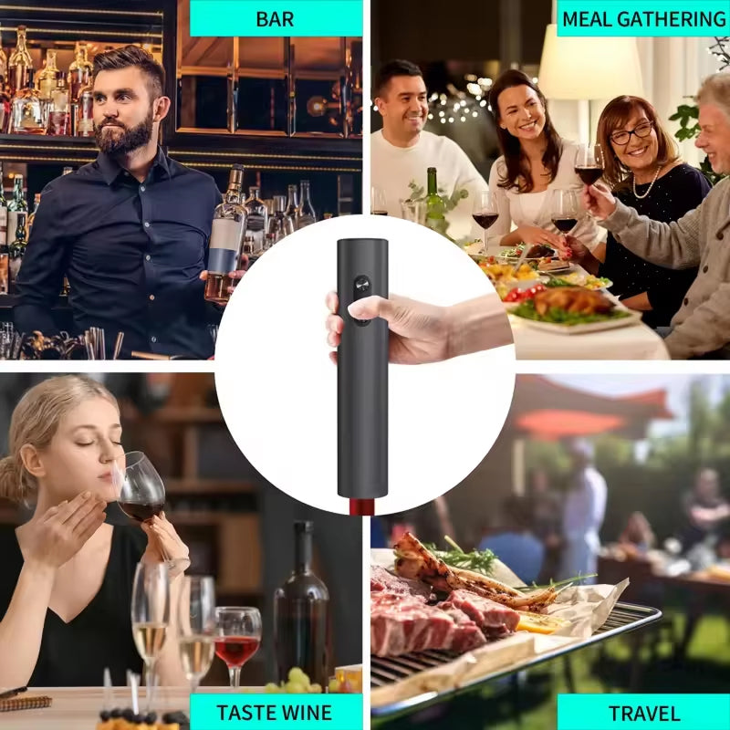EnziVine Electric Wine Bottle Opener – Automatic Corkscrew, Foil Cutter & One-Touch Operation