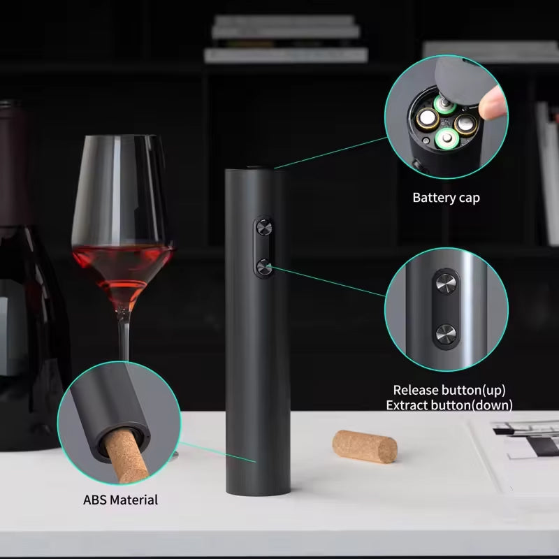 EnziVine Electric Wine Bottle Opener – Automatic Corkscrew, Foil Cutter & One-Touch Operation