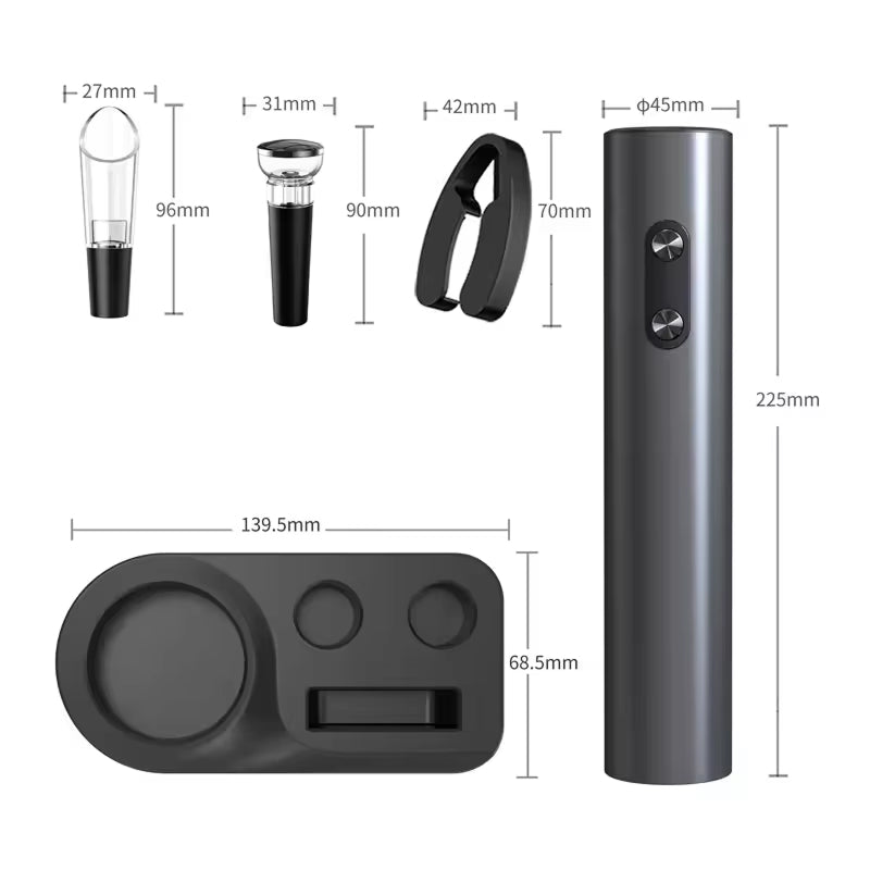EnziVine Electric Wine Bottle Opener – Automatic Corkscrew, Foil Cutter & One-Touch Operation