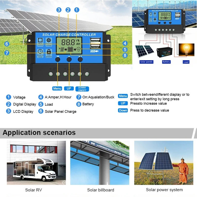 EsrixSun Portable Solar Panel – High-Efficiency Monocrystalline Cells, Foldable Design & Dual USB Charging Ports