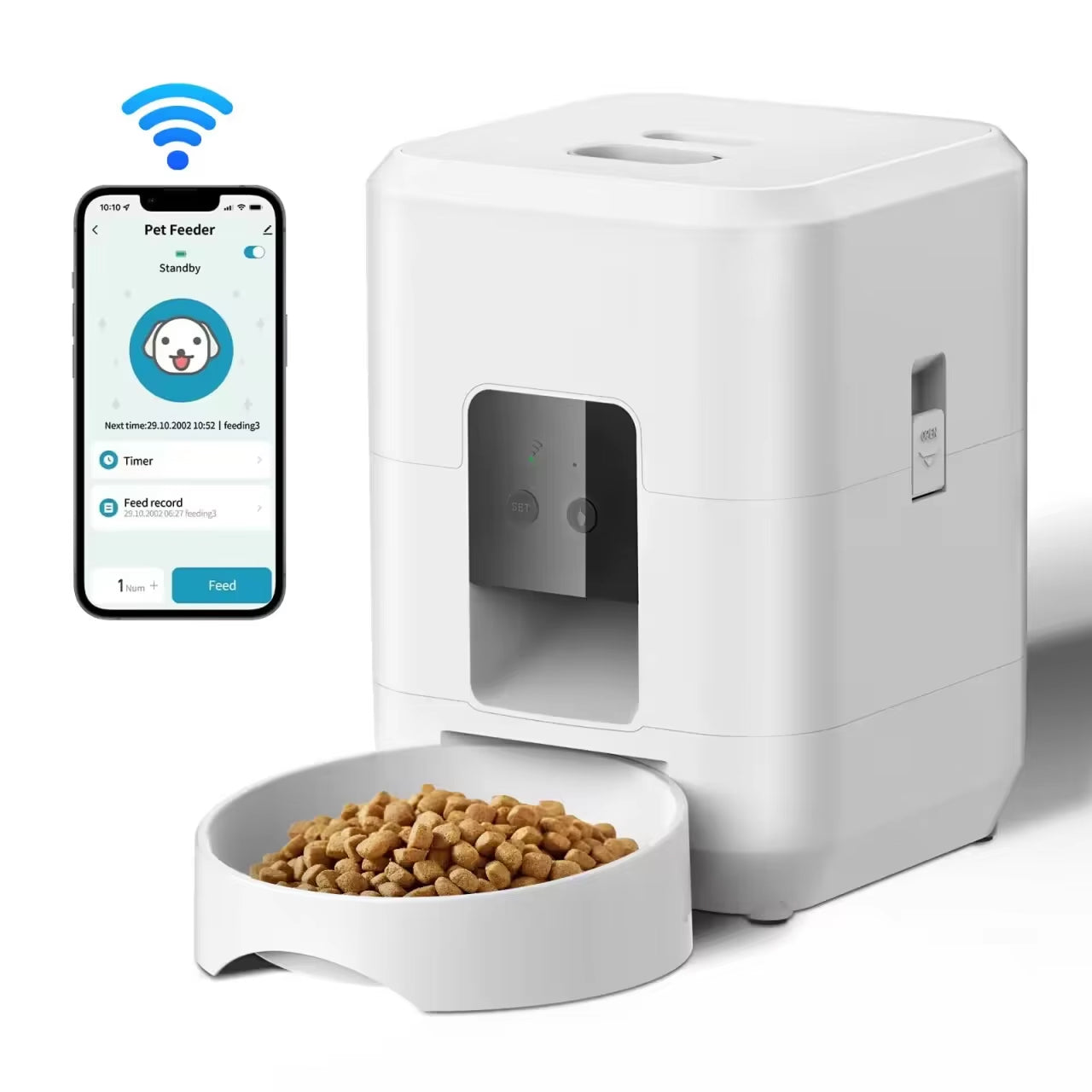 BostFoni Smart Automatic Cat Feeder – 10 Daily Meal Schedules, App Notifications & Anti-Jam System