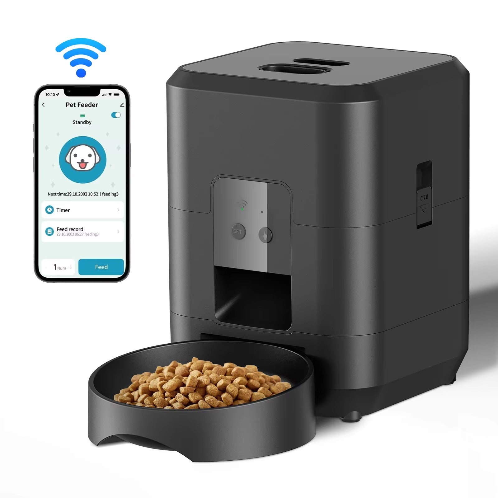 BostFoni Smart Automatic Cat Feeder – 10 Daily Meal Schedules, App Notifications & Anti-Jam System