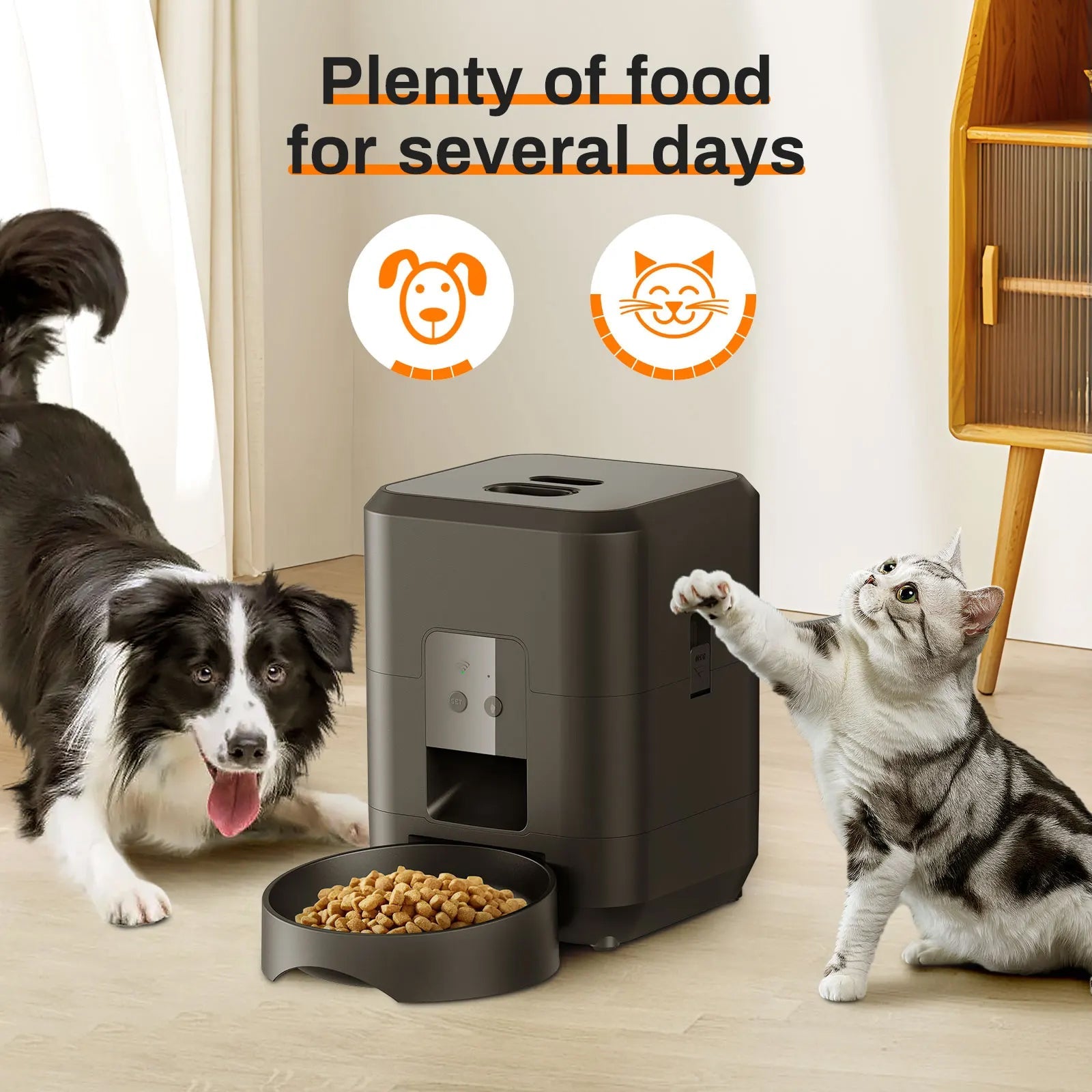 BostFoni Smart Automatic Cat Feeder – 10 Daily Meal Schedules, App Notifications & Anti-Jam System