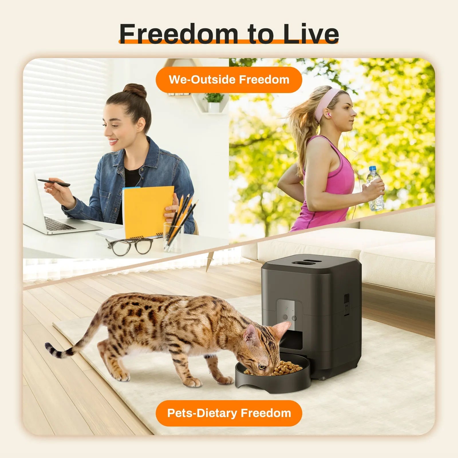 BostFoni Smart Automatic Cat Feeder – 10 Daily Meal Schedules, App Notifications & Anti-Jam System
