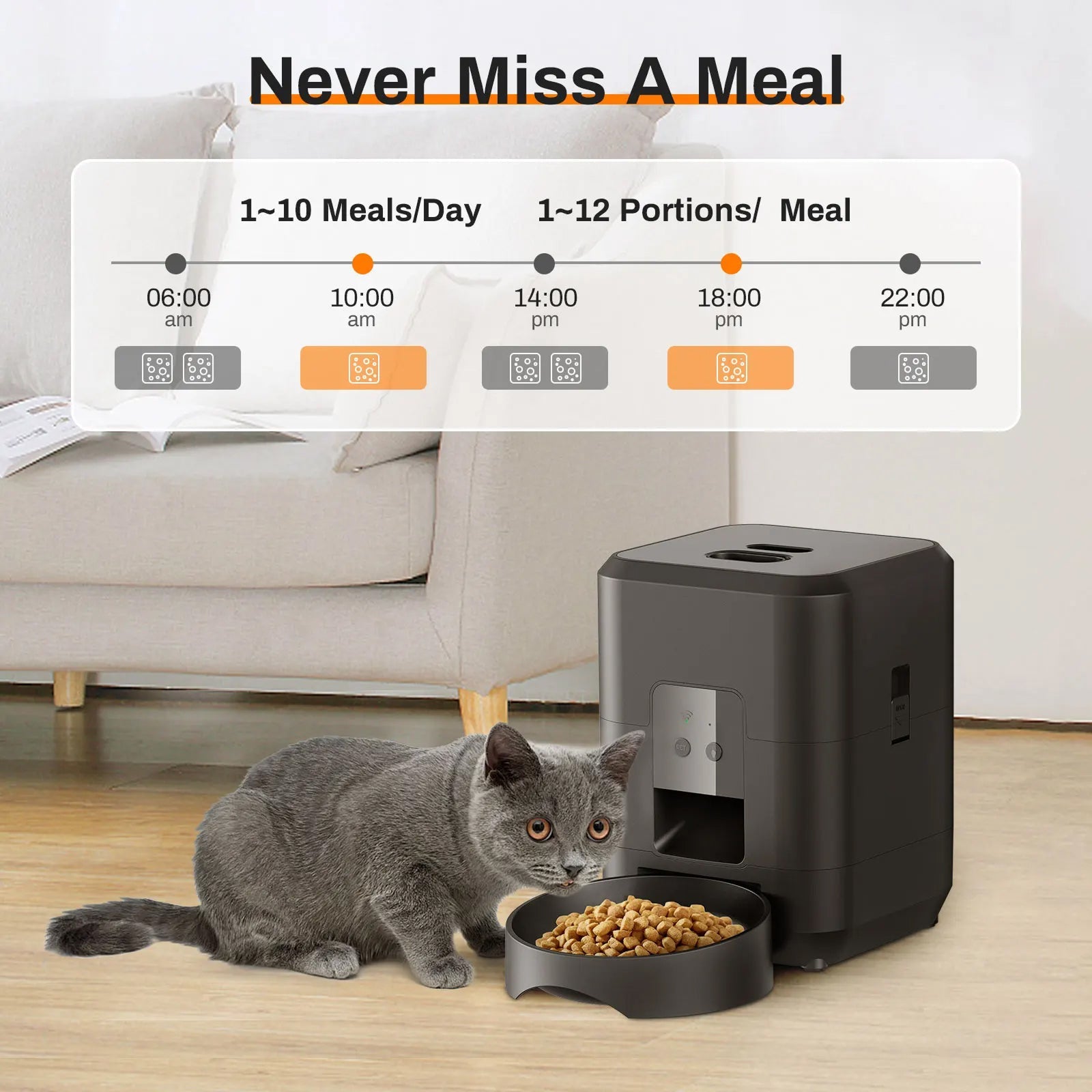 BostFoni Smart Automatic Cat Feeder – 10 Daily Meal Schedules, App Notifications & Anti-Jam System