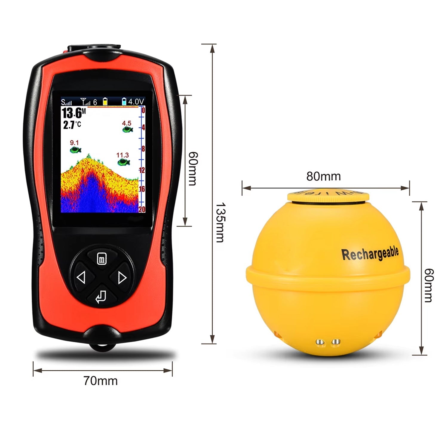 FixDerix Wireless Fish Finder 150m Range Portable Sonar with 2.4