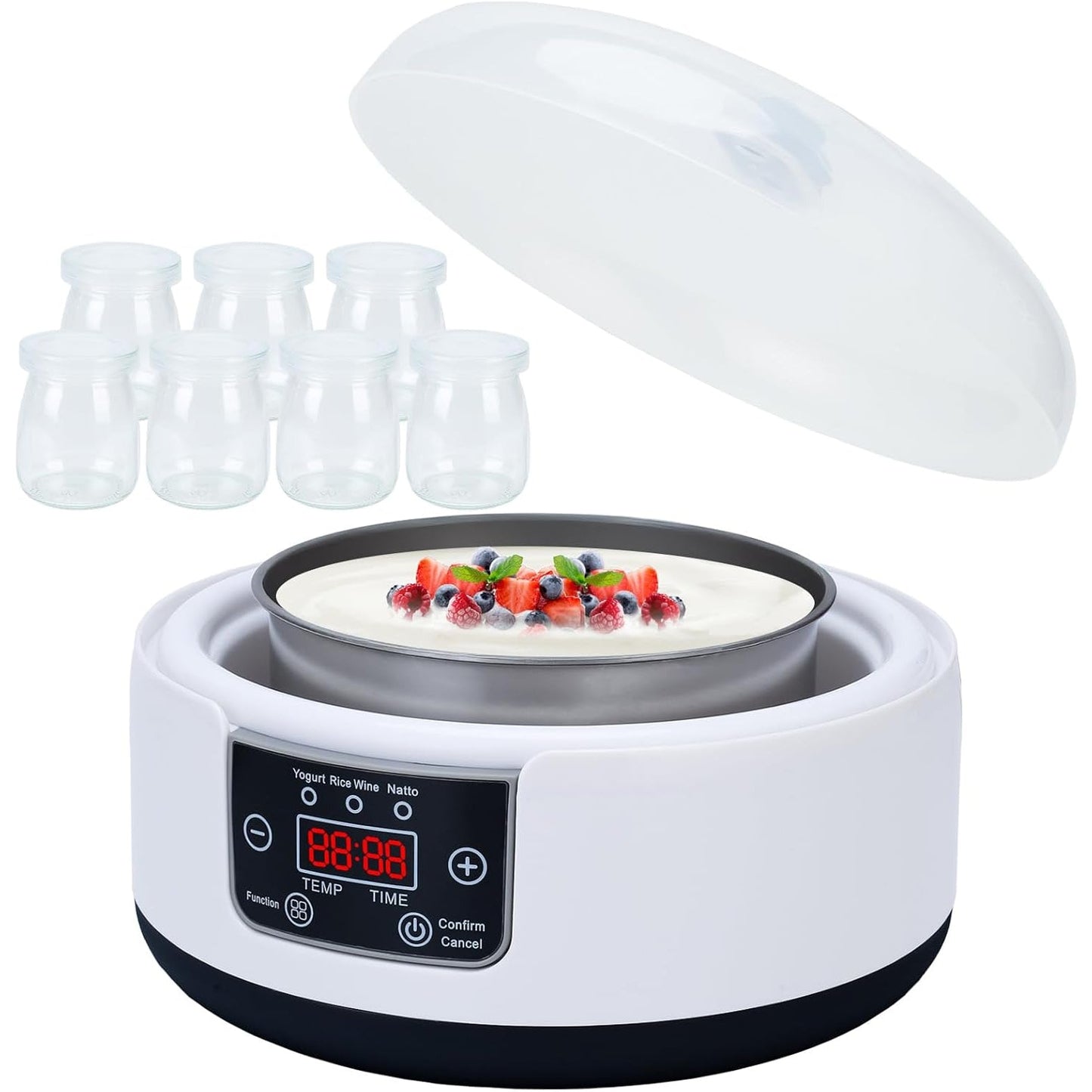 FresDaci 3-in-1 Digital Yogurt Maker with 1200ml Stainless Steel Pot, Natto & Rice Wine Functions and Precision 0.5°C Temperature Control