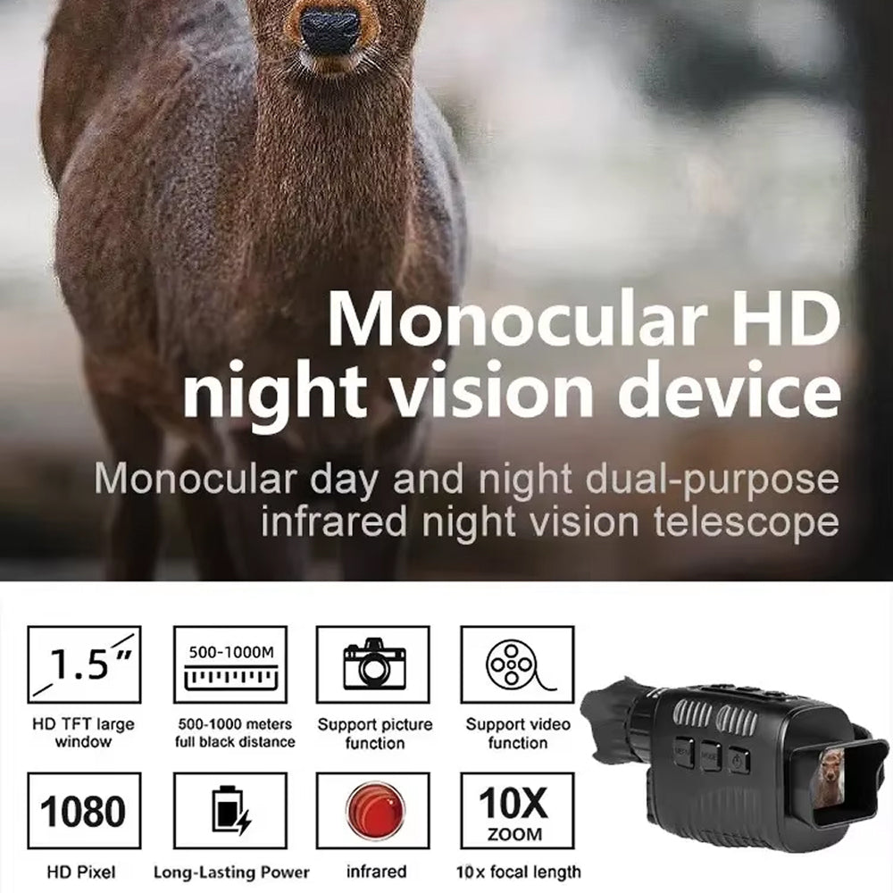 GesDoriq Night Vision Monocular – 1080P HD 800m Infrared Range, 5x Zoom & 3800mAh Battery