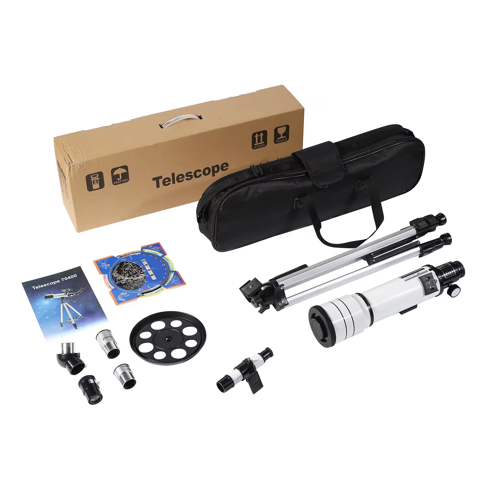 GlaxiBico 70mm Portable Refractor Telescope – 5X Barlow Lens, Multilayer Coated Optics & Phone Adapter