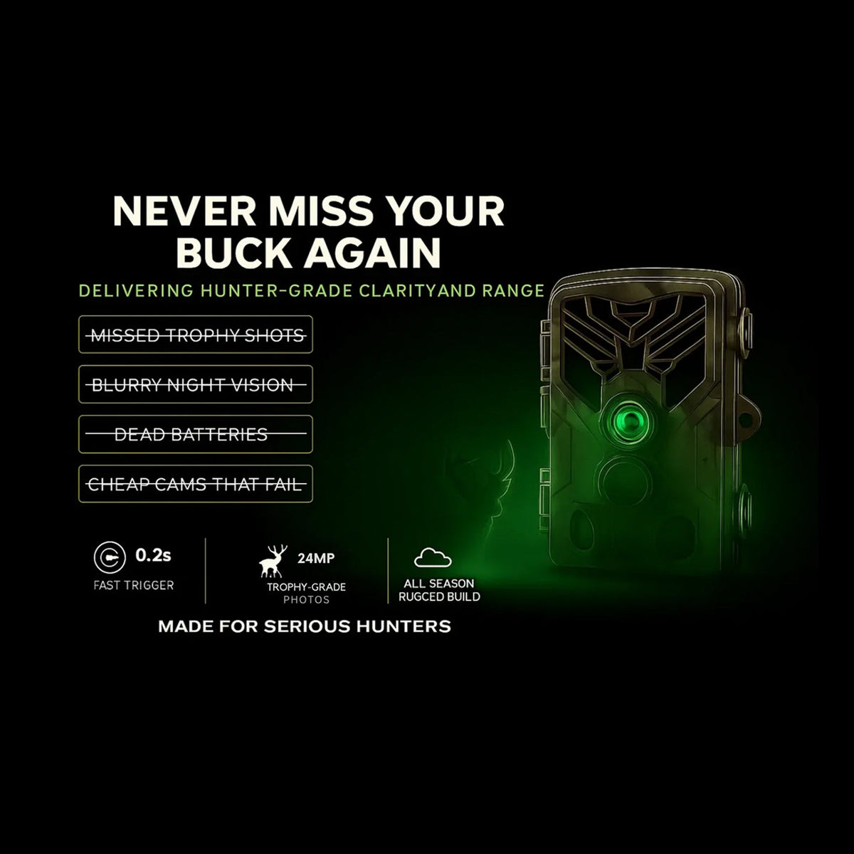 GrovixCam 48MP WiFi Trail Game Camera 0.2s Trigger Speed Night Vision 4K