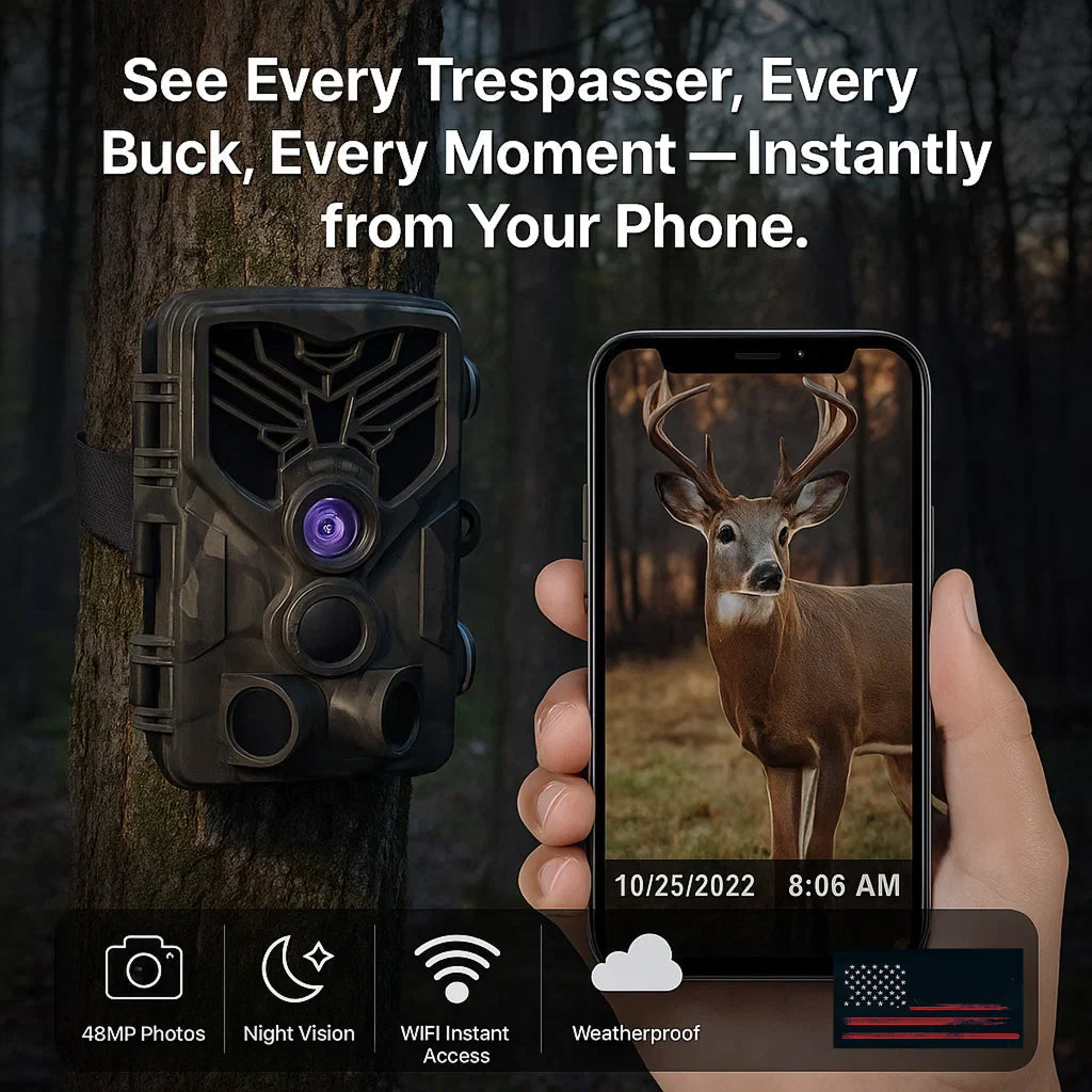 GrovixCam 48MP WiFi Trail Game Camera 0.2s Trigger Speed Night Vision 4K