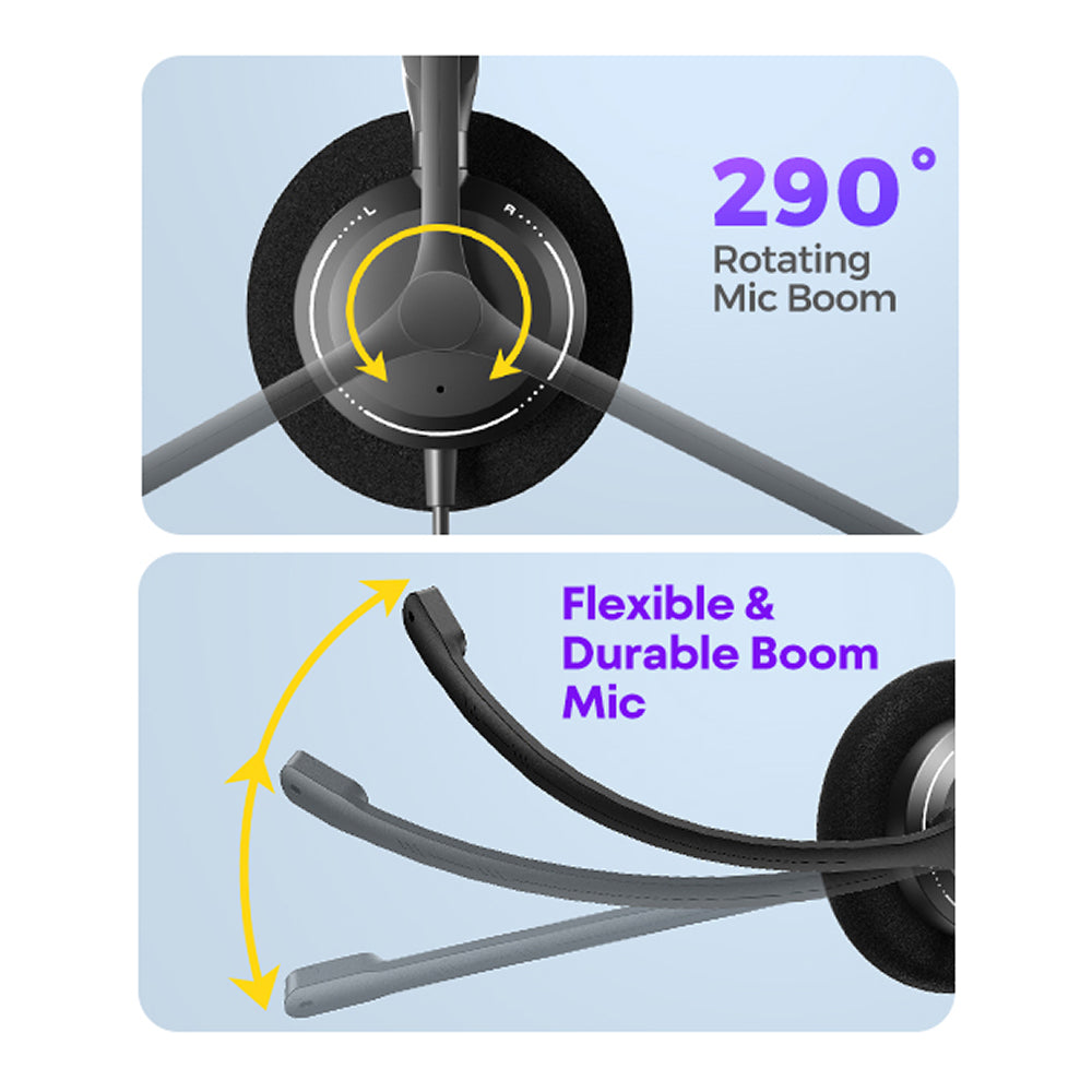 HedivLex Professional Office Headset – 99% ENC Noise Cancellation, USB-C & 3.5mm Triple Connectivity