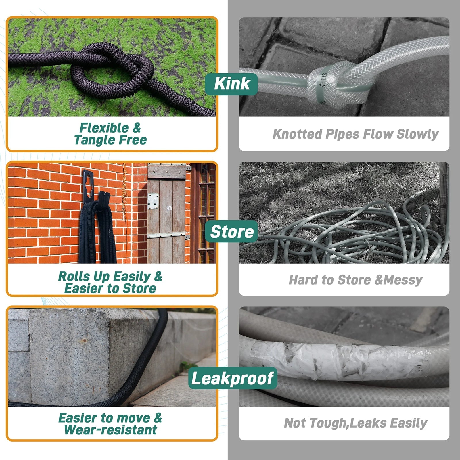 HosiExpi Expandable Garden Hose – 3X Rapid Extension, 3750D Polyester Shell & 8-Pattern Spray Nozzle