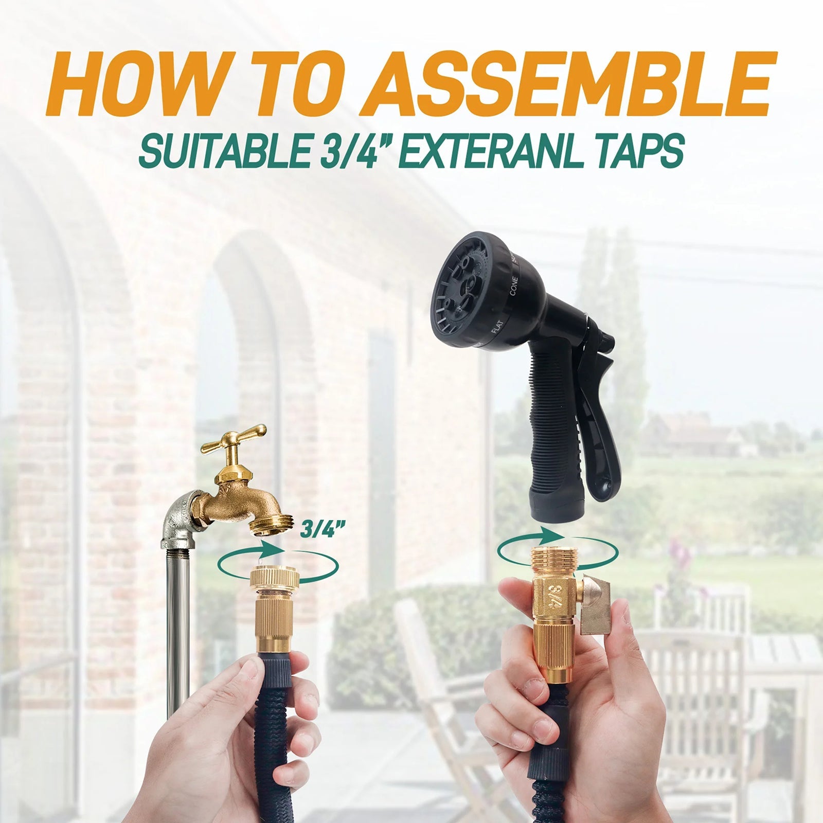 HosiExpi Expandable Garden Hose – 3X Rapid Extension, 3750D Polyester Shell & 8-Pattern Spray Nozzle